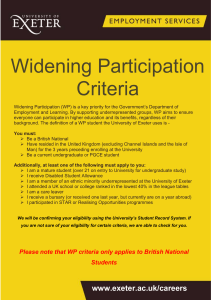 Widening Participation Criteria