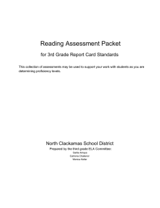 Reading  Assessment  Packet for  3rd  Grade  Report  Card  Standards