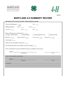MARYLAND 4-H SUMMARY RECORD