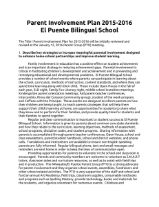 Parent Involvement Plan 2015-2016 El Puente Bilingual School