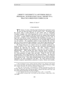LIBERTY UNIVERSITY’S LAWYERING SKILLS PROGRAM:  INTEGRATING LEGAL THEORY IN A