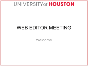 WEB EDITOR MEETING Welcome
