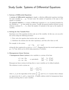 Study Guide: Systems of Differential Equations