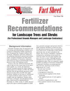 Fertilizer Recommendations for Landscape Trees and Shrubs Background Information