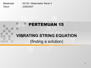 PERTEMUAN 15 VIBRATING STRING EQUATION (finding a solution) Matakuliah