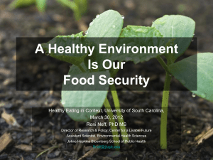 A Healthy Environment  Food Security March 30, 2012
