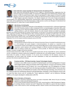 BIOGRAPHIES   FROM RESEARCH TO STANDARDIZATION 10 – 11 MAY 2016