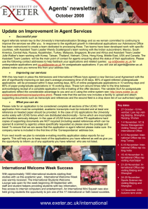 Agents’ newsletter Update on Improvement in Agent Services