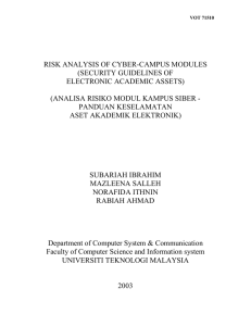 RISK ANALYSIS OF CYBER-CAMPUS MODULES (SECURITY GUIDELINES OF ELECTRONIC ACADEMIC ASSETS)