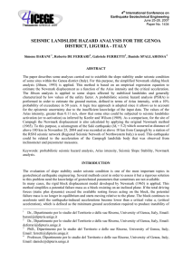 SEISMIC LANDSLIDE HAZARD ANALYSIS FOR THE GENOA DISTRICT, LIGURIA - ITALY