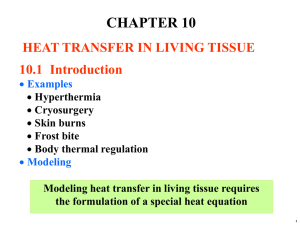 CHAPTER 10 HEAT TRANSFER IN LIVING TISSUE 10.1 Introduction