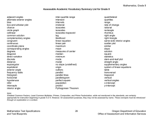 Assessable Academic Vocabulary Summary List for Grade 8 adjacent angles inter-quartile range