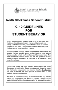 K- 12 GUIDELINES FOR STUDENT BEHAVIOR North Clackamas School District