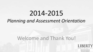 2014-2015 Welcome and Thank You! Planning and Assessment Orientation