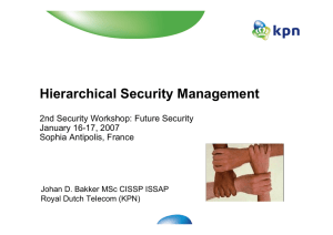 Hierarchical Security Management 2nd Security Workshop: Future Security January 16-17, 2007