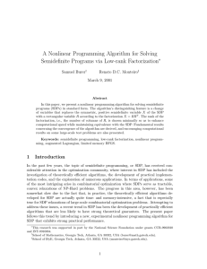 A Nonlinear Programming Algorithm for Solving Semidefinite Programs via Low-rank Factorization ∗