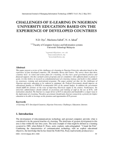 CHALLENGES OF E-LEARING IN NIGERIAN UNIVERSITY EDUCATION BASED ON THE
