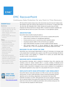 EMC RecoverPoint  Continuous Data Protection for any Point-in-Time Recovery ESSENTIALS