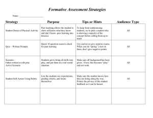 Formative Assessment Strategies Strategy  Purpose
