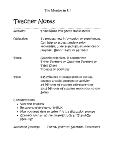 Teacher Notes The Mentor in U! ……………………………………………………………………