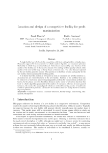 Location and design of a competitive facility for profit maximisation Frank Plastria