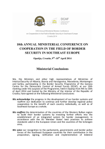 10th ANNUAL MINISTERIAL CONFERENCE ON COOPERATION IN THE FIELD OF BORDER
