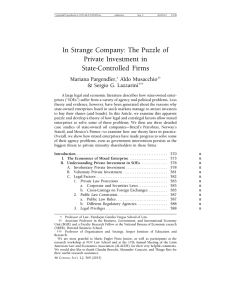 In Strange Company: The Puzzle of Private Investment in State-Controlled Firms Mariana Pargendler,
