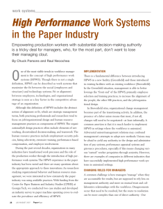 High Performance Work Systems in the Paper Industry