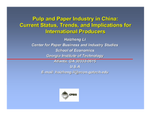 Pulp and Paper Industry in China: International Producers