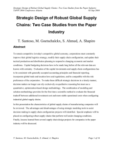 Strategic Design of Robust Global Supply Chains: Two Case Studies... TAPPI 2004 Conference Atlanta