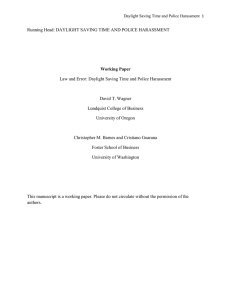 Running Head: DAYLIGHT SAVING TIME AND POLICE HARASSMENT  Working Paper