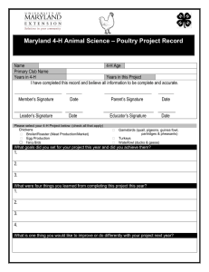 – Poultry Project Record Maryland 4-H Animal Science