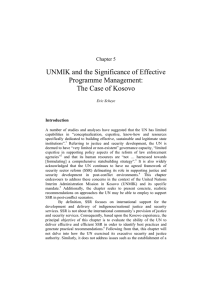UNMIK and the Significance of Effective Programme Management: The Case of Kosovo