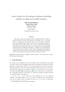 Lower bounds for the earliness-tardiness scheduling Saa Kedad-Sidhoum Yasmin Rios Solis