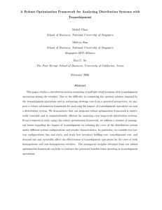 A Robust Optimization Framework for Analyzing Distribution Systems with Transshipment