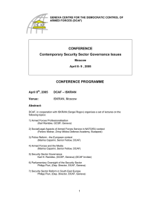 CONFERENCE Contemporary Security Sector Governance Issues CONFERENCE PROGRAMME