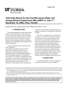 Field Data Report for the First Microwave Water and