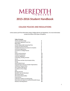 2015-2016 Student Handbook COLLEGE POLICIES AND REGULATIONS