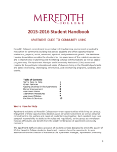 2015-2016 Student Handbook APARTMENT GUIDE TO COMMUNITY LIVING