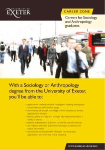 With a Sociology or Anthropology degree from the University of Exeter,