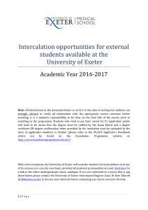 Intercalation opportunities for external students available at the University of Exeter