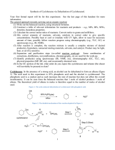 Synthesis of Cyclohexene via Dehydration of Cyclohexanol.