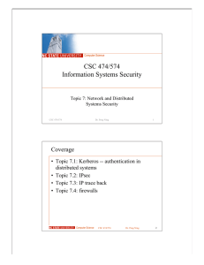 CSC 474/574 Information Systems Security Coverage