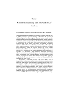Cooperation among SSR-relevant IGOs  Chapter 3 1