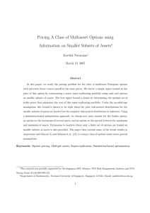 Pricing A Class of Multiasset Options using ∗ Karthik Natarajan