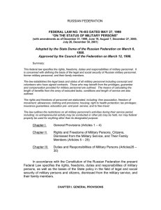 RUSSIAN FEDERATION  FEDERAL LAW NO. 76-ФЗ DATED MAY 27, 1998