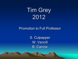 Tim Grey 2012 Promotion to Full Professor S. Culpepper