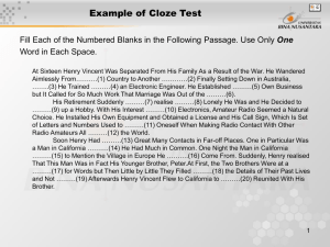 Example of Cloze Test One Word in Each Space.