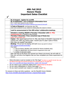 Important Dates Checklist (Honors students writing a thesis)
