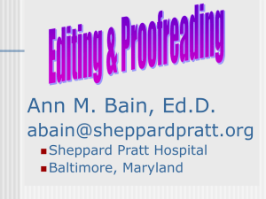 Ann M. Bain, Ed.D.  Sheppard Pratt Hospital Baltimore, Maryland